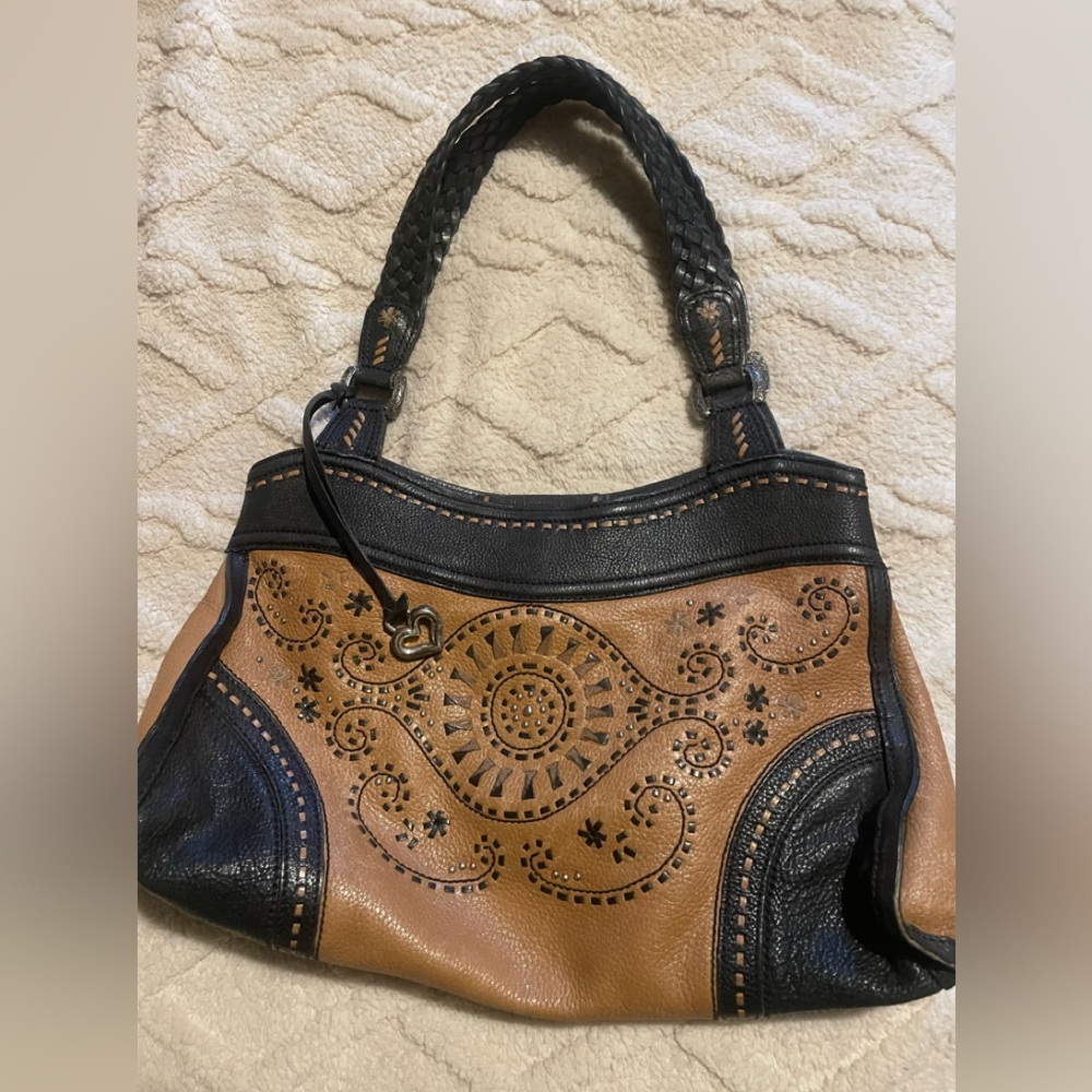 Elegant Tan and Black Women's Brighton shoulder handbag